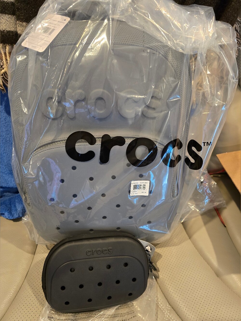 Bundle Of 1 CROCS Slate Grey Backpack And 1 Black Belt Bag (Fanny Pack)